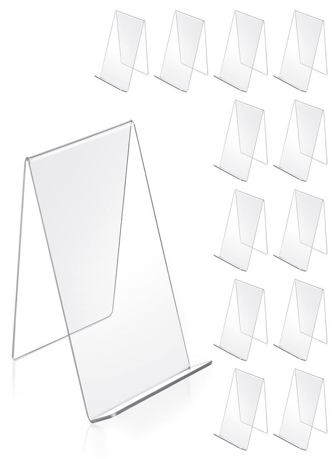 Limbeuuu 12 Pack Acrylic Book Stand, 4x5 Inch Clear Book Display Easel Clear Acrylic Holder for Displaying Picture，Notebooks,Music Sheets Artworks,CDs - Image 1